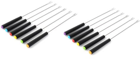 Reinscer Stainless Steel Fondue Forks, Long Forks Cheese Fondue Forks for Chocolate Fountain Cheese Fondue Roast Marshmallows