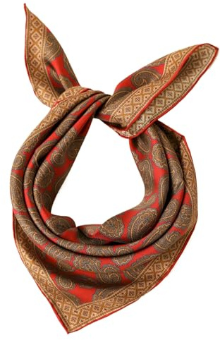 Prettystern herr dam rent siden bandana handrullad sidenhalsduk unisex Nickitduk, 47 röd paisley, 53/53 cm, handgerollter Saum