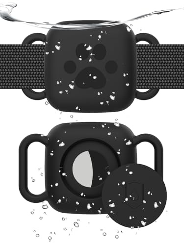 2 Pack Dog Collar Holder Compatible with Tile Mate 2022 2024 Tracker, Waterproof Anti-Scratch Finder Protective Cover for Tile Tracker, Silicone Case Accessories for Pets Dog Cat(Black Black)