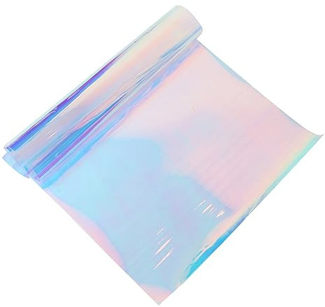 OSALADI Transparentes Regenbogen PVC-Hologramm Stoff Schillerndes DIY Material Für Handarbeiten Spiegelnde Farbwechsel Folie Waschfest Und Reißfest Dekorativ Für Taschen Und Bekleidung