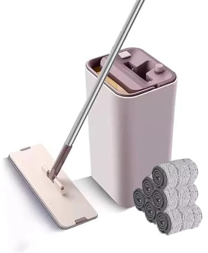 SLDAGe Mocio Microfibra Professionale per Pavimenti, Mocio Rotante con Secchio Strizzatore e Manico in Acciaio Inossidabile, Dual Use of Dry And Wet, per Pavimento, Parete, Finestra, Auto,D
