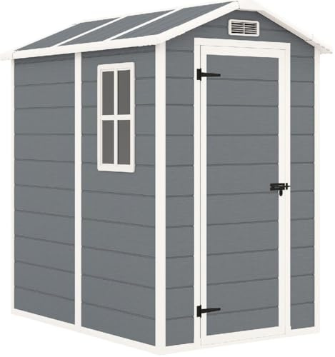 DecHome - Casetta da Giardino 1 anta Ripostiglio da esterno in Plastica/Alluminio Dimensioni 131x186x198 cm colore Grigio
