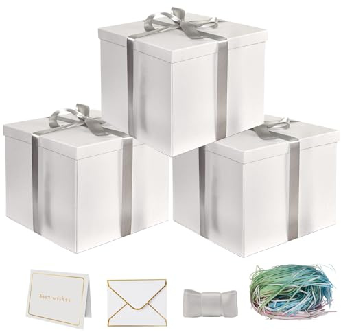 YINUOYOUJIA Große Geschenkbox, 30,5 x 30,5 x 25,4 cm, weiße Geschenkboxen für Geschenke, Geburtstagsboxen, zum Verpacken, Valentinstag, Muttertag, Weihnachten, Jubiläen.