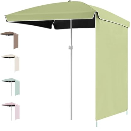 NOIRDA Parasol D'extérieur avec Rideau Pare-Soleil, Parasol De Camping Rectangulaire 160 X 160 Cm Et 200 X 200 Cm, pour Jardin, Terrasse, Plage, Marché, Pelouse, Piscine(Green,160cm/5.2ft)