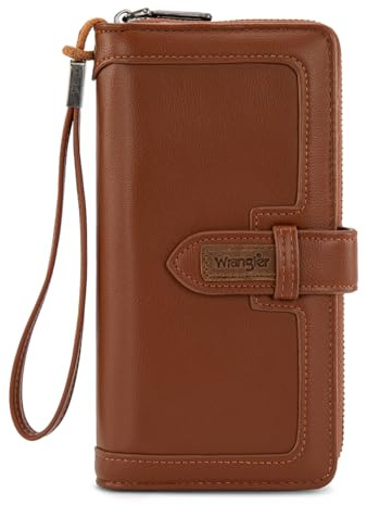 X Wrangler Brown Wallets for Women Wristlet Wallets, Card Cases & Money Organizers Large Capacity Bifold Clutch Phone Wallet Ladies Female Credit Card Cash Wallet with ID Window