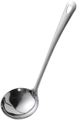 Louche à soupe en acier inoxydable avec long manche - Cuillère de service pour salade, vinaigrette, sauce, pâte à crêpes, maison