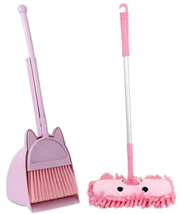 Colcolo Mini Balai et Pelle à poussière pour Enfants, de Nettoyage pour Enfants, Maison de Jeu, Jouet de Dessin animé, Petite Aide ménagère pour, Violet