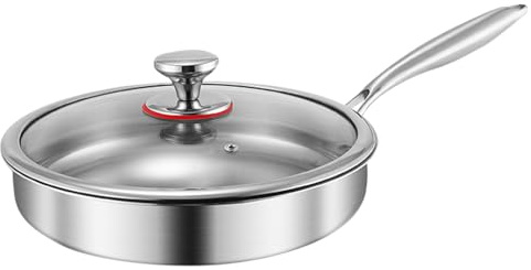 Genérico Sartén Antiadherente Con Tapa | Sartén Antiadherente Titanio | Cacerolas con Tapa para Hogar, Estufa de Inducción Eléctrica, Parrilla, Camping, Tortitas, Tortilla