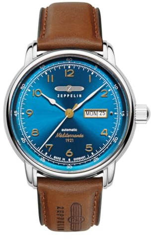 Zeppelin Automatikuhr Serie 100 Jahre Méditerranée Day Date mit Lederband 9664-3