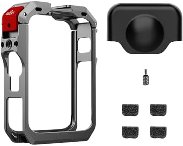 Alloggiamento multifunzione in alluminio adatto per fotocamere 360 che migliorano il raffreddamento, portabilità compatta e integrazione di accessori, gabbia per fotocamera antiurto