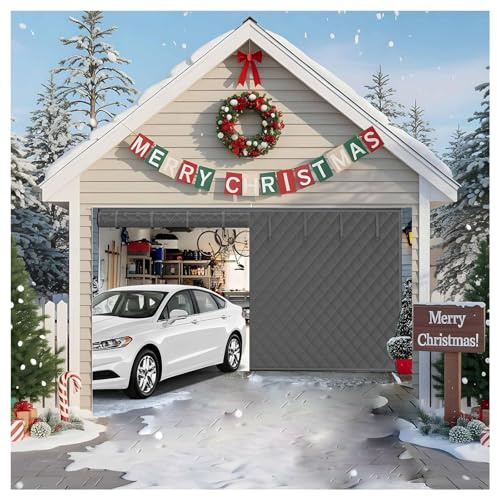 Magnetisk värmeisolerad garageportsskärm 2,4x2,1m 2,7x2,4m 3,4x3,0m 4,6x2,1m Vattentät garagegardin Väderbeständig isoleringsfilt for vintern(Grå,2.7x2.7M/9x9FT)