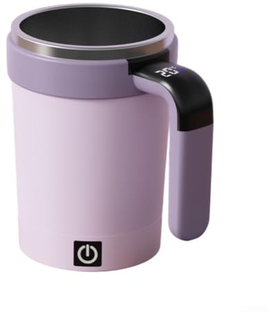 Tazza da caffè automatica auto-mescolante, visualizzazione magnetica della temperatura di miscelazione in acciaio inox ricaricabile tramite USB, per casa, ufficio e viaggi (viola)