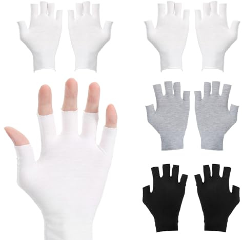 4 Pairs Fingerless Cotton Gloves, Unisex Hand Moisturizer Gloves, Moisturizing Glove Overnight Hydration, Eczema Glove for Dry Hands Sleeping Spa (Black, White, and Gray)