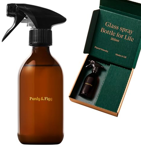 Purdy & Figg Counter Clean Bottle for Life | 300ml Refillable Spray | Adjustable Trigger | Sustainable & Reusable | Glass Bottle for Cleaning Solutions | Easy Mix & Use for All Surfaces