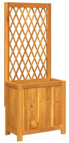 KPOTUERTU Fioriera con traliccio, 55 x 29,5 x 132 cm, in legno massiccio di acacia, fioriera con traliccio per piante rampicanti come rose ed edera, ideale per terrazza, balcone e giardino