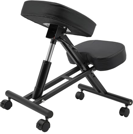 JHAUAI Kniestuhl Ergonomisch Höhenverstellbar Mit Rollen Für Büro | Kniehocker Mit Sitzhöhe 50–60 cm,Belastbar Bis 100 kg,PU Polster, Für Homeoffice,Studio Oder Schreibtisch