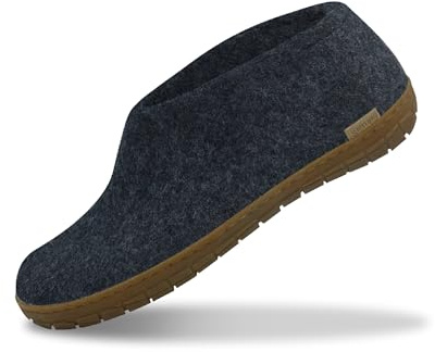 Glerups 100% quality wool mix Shoe Slipper with rubber sole - Unisex - Denim