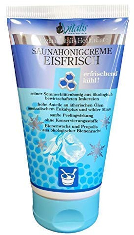 Saunahonig-Creme, 150g Eisfrisch | wirkt erfrischend, beruhigt die Haut und befreit die Atemwege | mit weichem Peeling-Effekt | ohne Chemie und Konservierungsstoffe | 100% natürlich