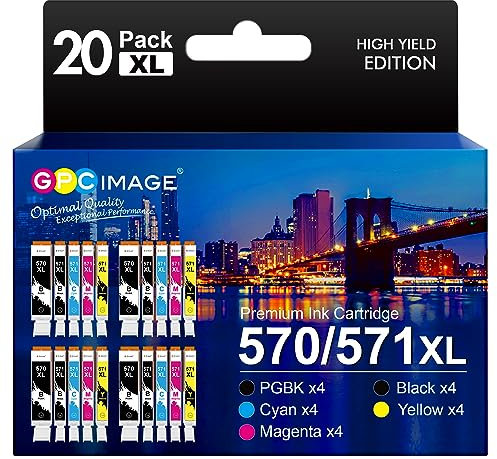 GPC IMAGE 570XL 571XL, Kompatible für Canon TS5050 Druckerpatronen, Kompatibel für Canon 571 570, Kompatibel für Canon Pixma TS5050 MG5750 TS5055 MG6852 MG5753 TS6050 TS5053 MG5752 MG5751 (20er-Pack)