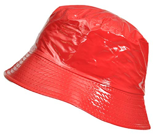 TOUTACOO, Rain Bob, regnhatt, vattentät vinyl med vaxad look (11- Enfärgad röd)