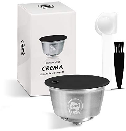 Kapsel aus Edelstahl wiederverwendbar für Dolce Gusto Lumio/Stelia/Mini Me/EDG Drop, nachfüllbare Kapsel für Dolce Gusto, mit 1 Kaffeelöffel und 1 Bürste