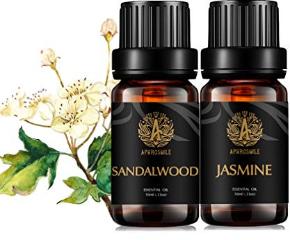 100% reine Jasmin ätherische Öle Set für Diffusor,Aromatherapie Sandelholz ätherisches Öl Kit, 2x10ml Jasmin Öle Set für Hause, 100% reine Sandelholz Öle Kit für Kerzenherstellung