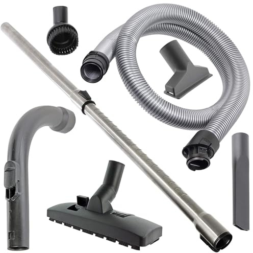 SPARES2GO Suction Hose, Curved Wand Handle, Extension Rod & Tool Kit Compatible with Miele S8 S8310 S8320 S8330 S8340 Cat & Dog Vacuum Cleaner (1.8m)