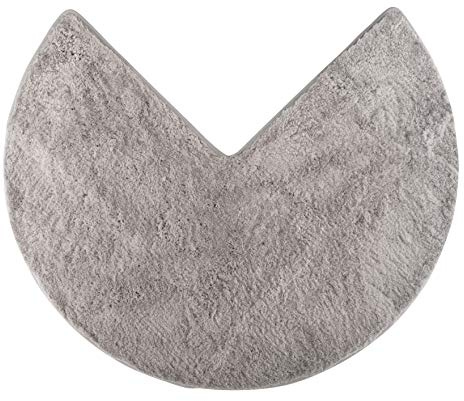 fluffy® Badteppich für Eckduschen, Hochflor aus Mikrofaser, rutschfeste Unterseite (Rund | Innenmaße 45 x 45 cm, Grau)
