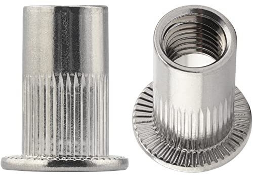 OPIOL QUALITY® Flachkopf Einnietmuttern Rundschaft M6x16 mm aus Edelstahl A2 V2A (50 Stück) Offen Gerändelt Nietmuttern Gewindenieten Blindnietmutter Blindmuttern Rund Gewinde
