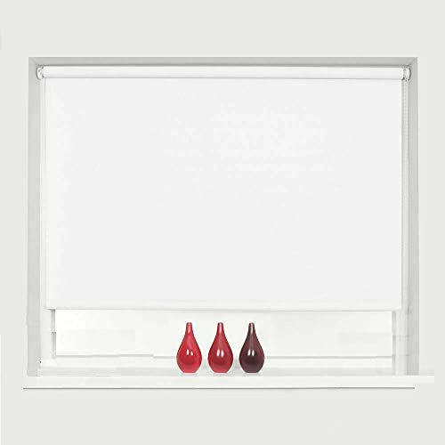 100% Blackout Waterproof Fabric Window Roller Shades Blind, Thermal Insulated,UV Protection,for Bedrooms,Living Room,Bathroom,The Office, Easy to Install (White, 60 x 160 cm (23.6x63))