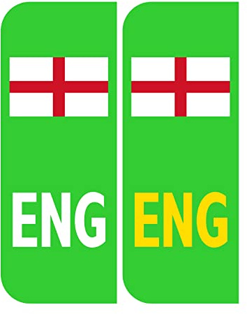 Chicbanners 2 x Road Legal UK Car Number plate Stickers - UK Green Electric/EV/Hybrid England Flag Registration Car Number Plate Self-Adhesive Vinyl for Road Vehicle Car, Van, Lorry, Motorbike