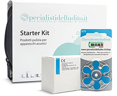 60 Batterien für Hörgeräte, Modell 675, blau, Hörgerätebatterien Rayovac Varta Extra + Starter Reinigungsset für Hörgeräte