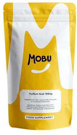 Psyllium Husk 750mg 120 Capsules | Fibre Supplement | High in Soluble Fibre | Digestion Support | Vegan UK Made | GMP Approved | MOBU