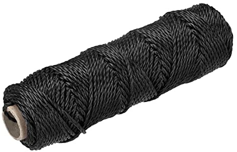 sourcing map Twisted Mason Line Nylon Twine String Cord Black 50M/164 Feet 3MM Dia for Netting, Landscaping, Home Improvement, DIY Projects, Crafting, Masonry, Gardening