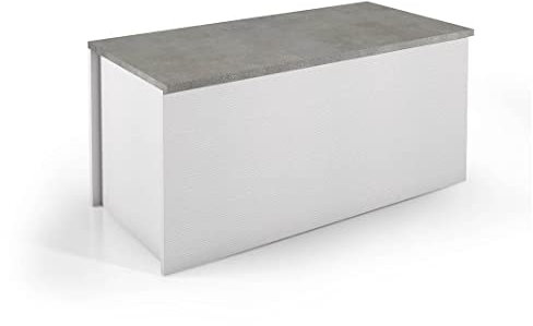 Kiamami Valentina - Baule bianco con seduta effetto cemento e vano contenitore