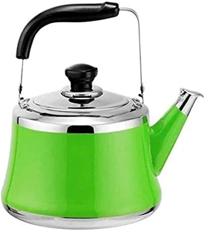 Habrur Teekessel Wasserkessel Küche Herdplatte Pfeifen Teekessel 304 Edelstahl Teekanne Wasserkocher Mit Anti-Hitze-Griff Wasserkocher Flötenkessel (Blue : Grün, Size : 5L)