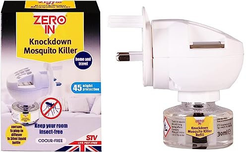 hep® Zero In Knockdown Plug-In Mosquito Killer Plug-In Insect Killer. For Home & Travel. Lasts for up to 45 Nights, White, 6.5x16.4x20.2 cm (Mosquitos Plug in Pack Unit)