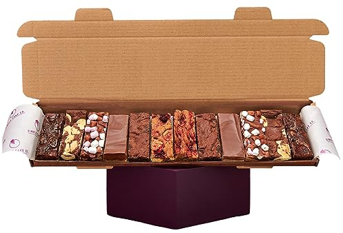 Simply Cake Co. - Favourites Mix (No Nuts) - 12 Piece - Delicious Selection - Homemade Brownies, Millionaire's Shortbread & Rocky Road - Gooey & Indulgent - Luxury Treats - Flavourful