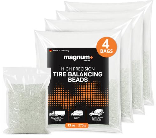 magnum+ Perles d'équilibrage des pneus - Verre trempé compatible TPMS - 4 sacs (370 g chacun)