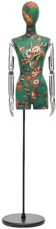 Schneiderpuppe Verstellbar mit Bedrucktem Buntem Samt, Spiegel-Metallsockel aus Edelstahl, Mannequin-Torso Anwendbar auf Bekleidungsgeschäft Brautkleid Puppen ( Size : Black circle , Color : Dark gree