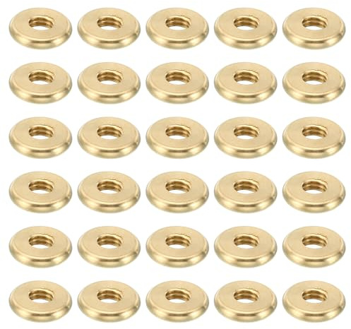 PATIKIL M4x0.7 Ottone Rotondo Controdado 30 Pacco Piatto Ruota cerchio Blocco Dado Superficie Liscia Decorazione per Mobili e Luce