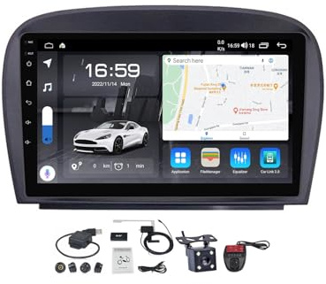 Android 12 Double DIN Autoradio per Mercedes Benz SL SL350 2001-2007 | Radio FM RDS Dab+ da 9 Pollici GPS Bluetooth Mani libere Comandi al Volante Carplay Android Auto Telecamera (Size : M400S)