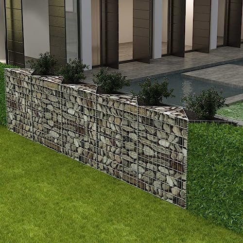 Tino Tech Cestino in acciaio zincato 300 x 30 x 100 cm, in argento, per gabbioni, per recinzioni da giardino, gabbioni, in metallo, giardino, gabbione, parete per piante, gabbioni