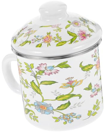 LIFKOME Enamel Wasserbecher Emaille Tasse Mit Großem Fassungsvermögen Für Tee Kaffee Milch Und Vintage Design Für Zuhause Und Unterwegs