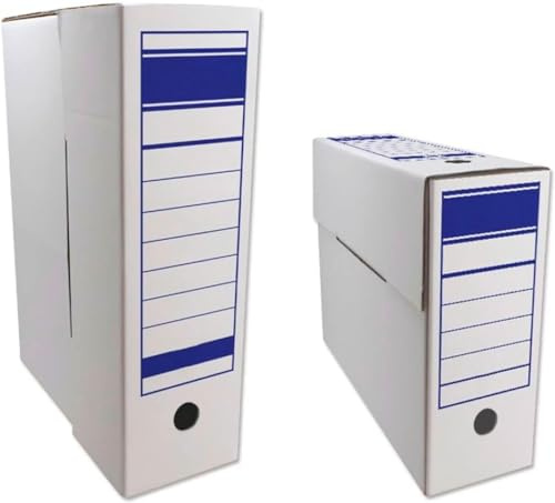 ABD Archivador definitivo, caja archivo plegable de cartón, 2 posiciones, Carpeta tamaño folio, fácil montaje, conservar documentos, facturas, 36 x 25 x 9 cm (A4/Pack de 5 unidades)