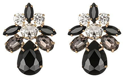 EVER FAITH Ohrstecker Blume Blatt Teardrop für Damen Mädchen Braun Strass Kristall einfach Ohrringe