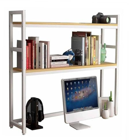 Estantería Pequeña De Sobremesa - 2 Capas Librería Multifuncional De Sobremesa Para Ordenador, Estantería De Sobremesa Bricolaje, Estantería De Escritorio Extensible, Para Oficina/cocina(C,85x25x102cm
