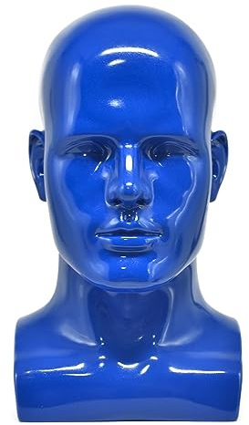 Tcwuzick Professioneller Mannequinkopf für Herren, für Perücken, Hüte, Kopfhörer, Masken, Sonnenbrillen, Schmuck (Blau)