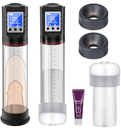 Meeteel Penispumpe für Penisvergrößerung Penis, Elektrische Realistischer Masturbator Cup mit 4 Saugstufen und 2 Silikonhülsen, Automatischer Vakuumpump Wiederaufladbare Sexspielzeug für Männer