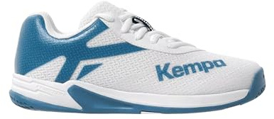 Kempa Unisex Kinder Wing 2.0 Junior Handballschuhe, Weiß Deep Blau, 34 EU
